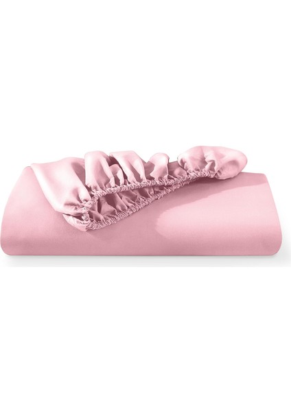 Mikrofiber Ekonomik Penye Lastikli Çarşaf Fitted Full Kenar Tek Kişilik Çarşaf Pembe 160 x 200