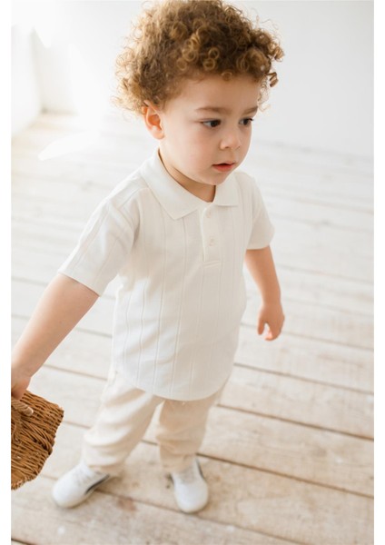 Örme Kumaş Erkek Çocuk Polo Yaka T-Shirt Beyaz modelleri