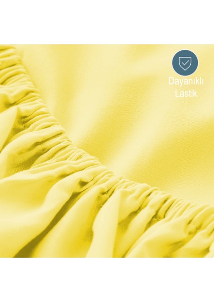 Mikrofiber Ekonomik Penye Lastikli Çarşaf Fitted Full Kenar Tek Kişilik Çarşaf Sarı 90 x 190
