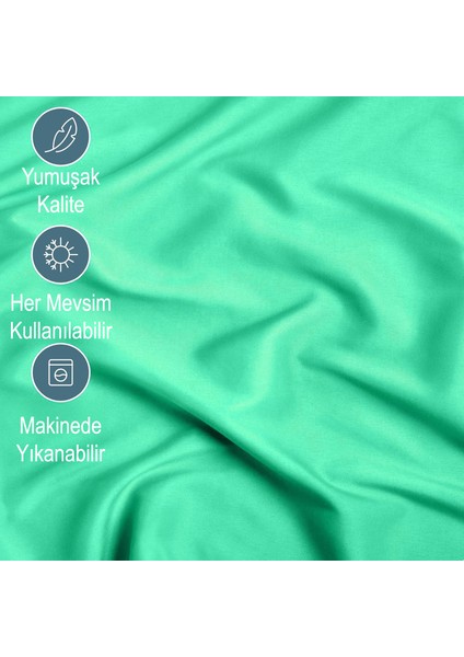 Mikrofiber Ekonomik Penye Lastikli Çarşaf Fitted Full Kenar Tek Kişilik Çarşaf Mint 160 x 200