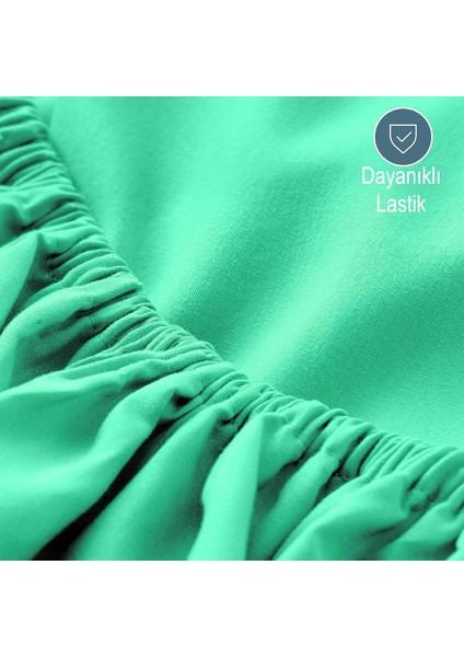 Mikrofiber Ekonomik Penye Lastikli Çarşaf Fitted Full Kenar Tek Kişilik Çarşaf Mint 160 x 200