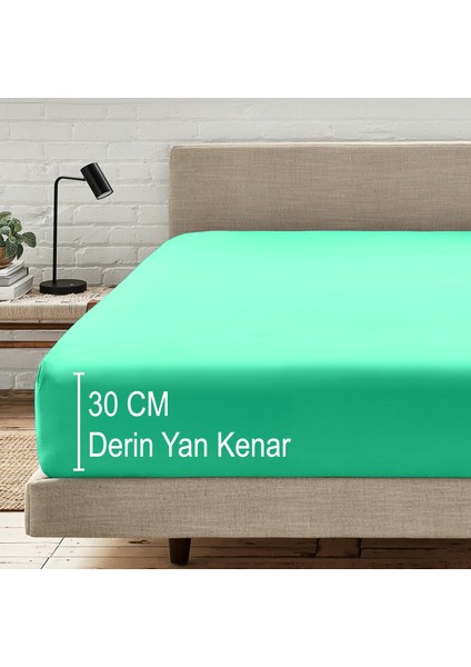 Mikrofiber Ekonomik Penye Lastikli Çarşaf Fitted Full Kenar Tek Kişilik Çarşaf Mint 160 x 200