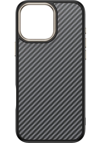 iPhone 16 Pro Max Kılıf M-Safe Şarj Özellikli Karbon Fiber Görünümlü Antina Kapak