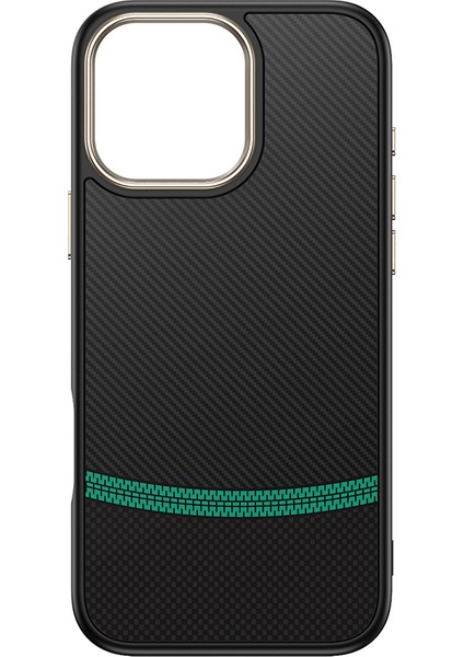 iPhone 16 Pro Max Kılıf M-Safe Şarj Özellikli Karbon Fiber Görünümlü Antina Kapak