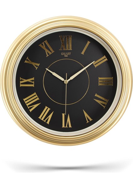 Krem Kasa Gold Çerçeve Roma Rakamlı Duvar Saati 45 cm