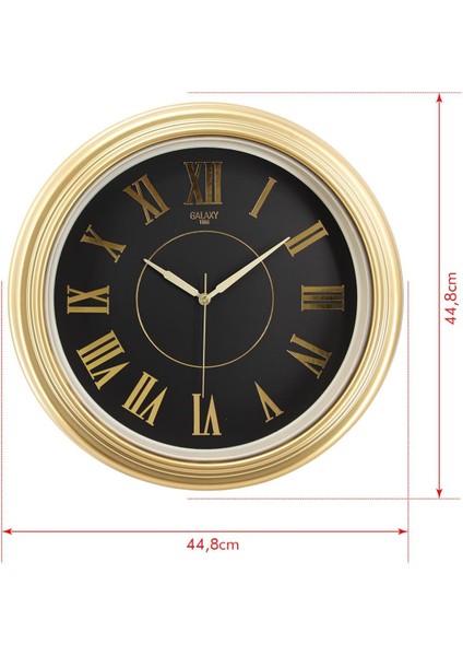 Krem Kasa Gold Çerçeve Roma Rakamlı Duvar Saati 45 cm