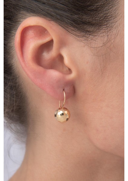 14 Ayar Altın Kalemli Orta Top Küpe