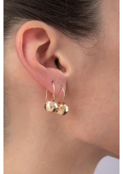 14 Ayar Altın Kalemli Orta Top Küpe modelleri