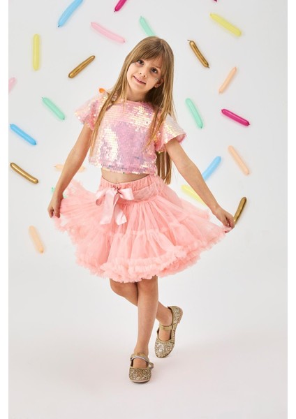 Somon Pullu Kız Çocuk Crop