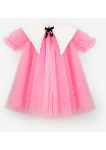Fuşya Sivri Yakalı Kız Çocuk Tül Elbise - Nicole indirimleri