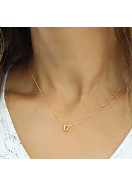 Gümüş Gold 3 Boyutlu Harf O Bayan Kolye