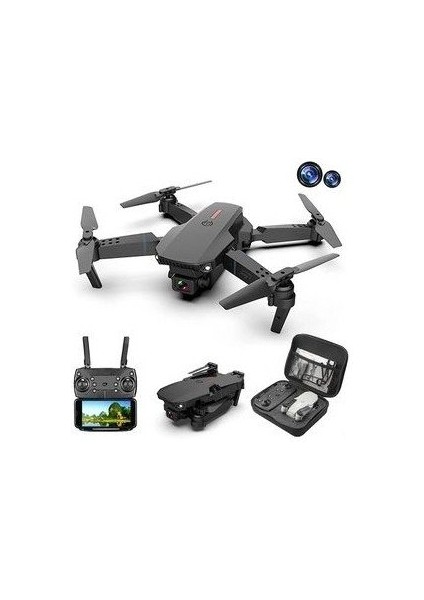 Drone E88 4K Hd Çift Kameralı Drone App Kontrol Wifi Li Katlanabilir X3 Batarya