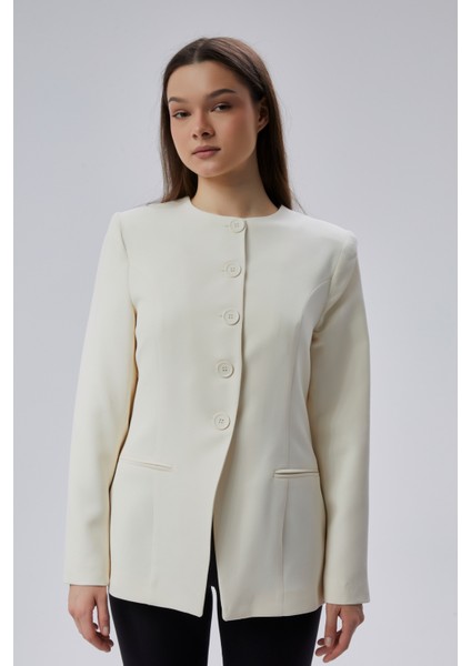 Ekru Bisiklet Yaka Regular Dokuma Ceket fırsatları