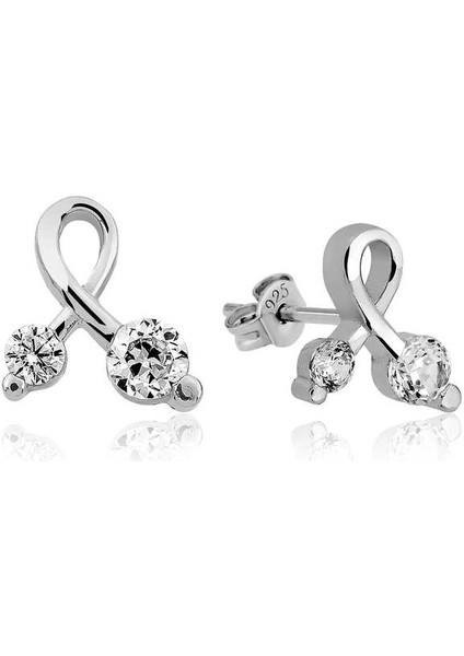 ​Gümüş Zirkon Taşlı Çivili Bayan Küpe