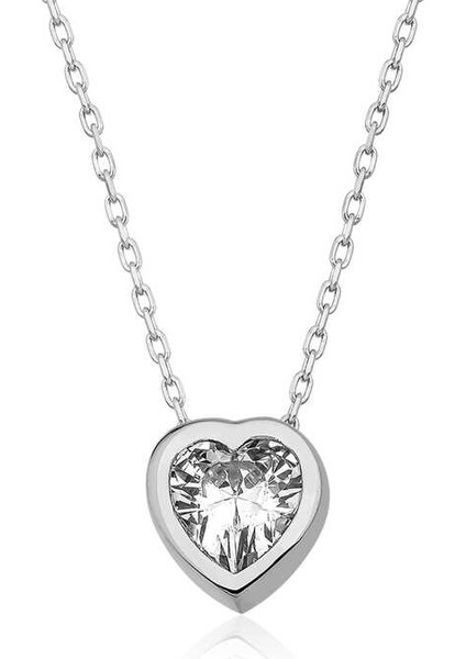 Gümüş Kalp Bayan Kolye