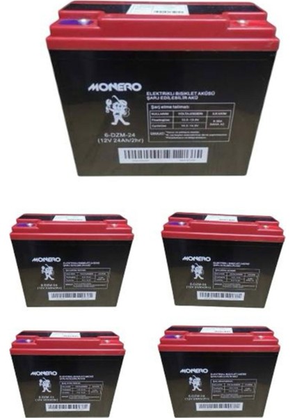 12V 24AH Jel Elektrikli Bisiklet Aküsü 5'li Set Monero Ctr Moto Toprak
