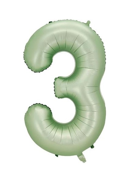 3 Rakam Retro Yeşil Folyo Balon 34 Inç 76 cm