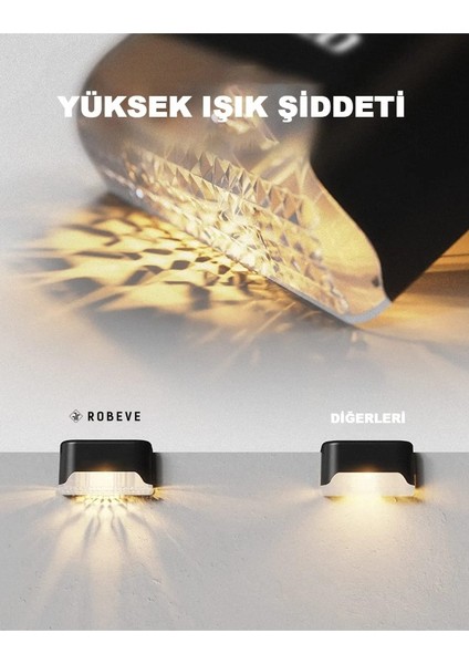 4 Adet L Solar LED Güneş Enerjili Su Geçirmez Köşebent LED Işık Merdiven Veranda Bahçe Aydınlatma