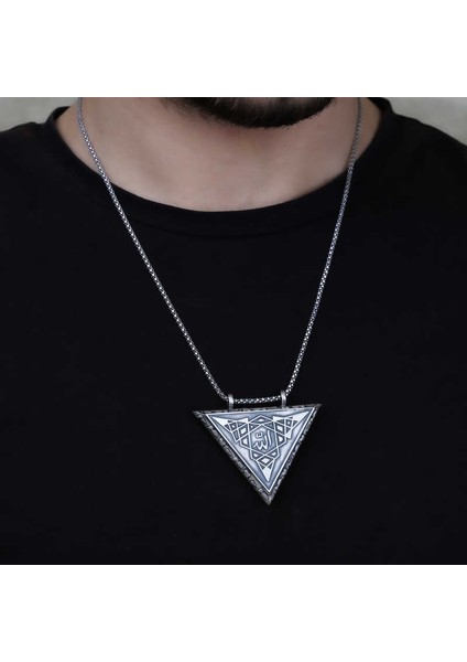 Gümüş Üçgen Içi Açılabilen Allah Muskalık Kolye fiyatları