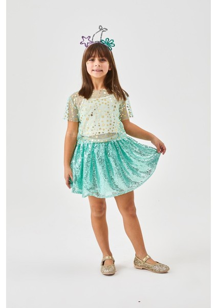 Mint Üzeri Pullu Kız Çocuk Etek - Gracie fiyatları