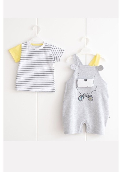 Erkek Bebek Sevimli Ayıcıklı Kısa Kollu Slopet