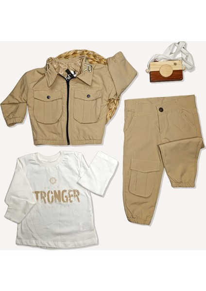 Çift Taraf Giyilebilen Ceket-Kargo Pantolon-Sweat 3’lü Takım