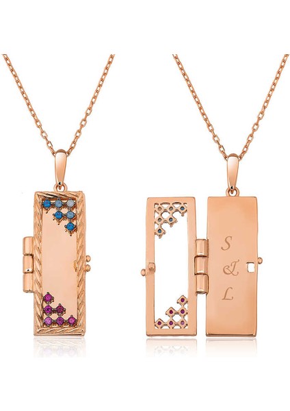 ​Gümüş Rose Kapaklı Kişiye Özel Kolye