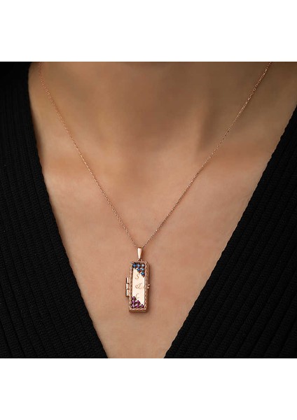 ​Gümüş Rose Kapaklı Kişiye Özel Kolye modelleri