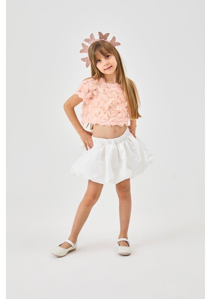 Beyaz Kız Çocuk Balon Etek - Anna