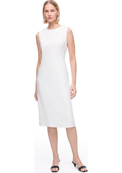 Beyaz Dellas Slim Fit Midi Boy Elbise modelleri