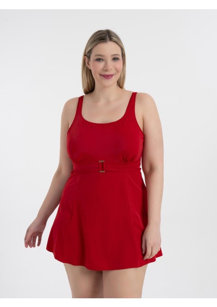 Kadın Büyük Beden Kırmızı Scarlett Tokalı Elbise Mayo modelleri