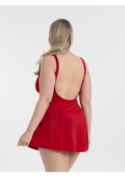 Kadın Büyük Beden Kırmızı Scarlett Tokalı Elbise Mayo fırsatları