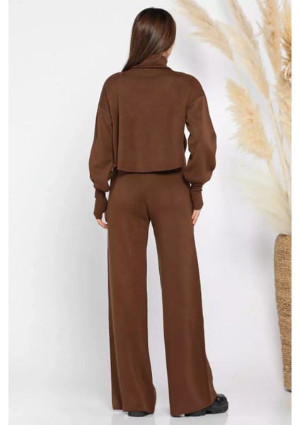 Crop Kazak Pantolon Triko Ikili Takım modelleri