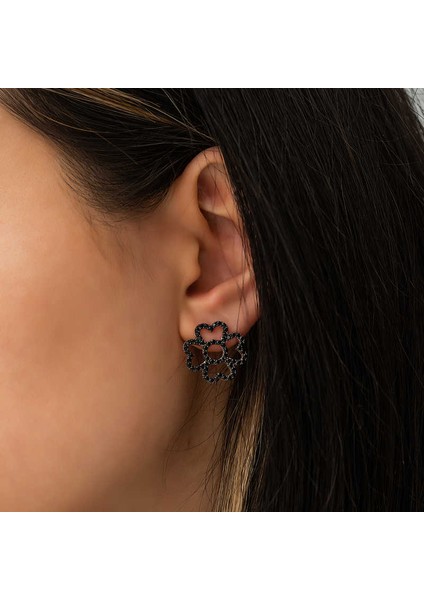 ​Gümüş Kalp Yapraklı Çiçek Küpe modelleri