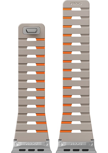 Watch Ultra 49MM Gemini Serisi Tpu Magnetik Silikon Kordon Gri-Turuncu modelleri