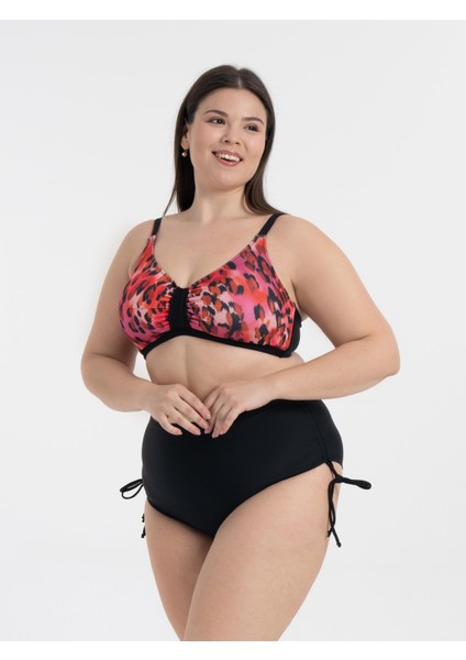 Aquaviva Kadın Büyük Beden Siyah Pembe Desen Katrina Toparlayıcı Yüksek Bel Bikini Takımı fiyatları