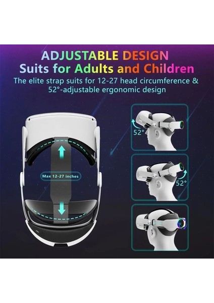 Oculus Quest 2 Için 10000MAH Pilli Kafa Bandı Rgb Battery Strap For Quest 2