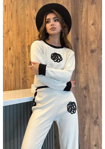 Kadın Taş Işlemeli Kazak Pantolon Triko Ikili Takım fiyatları