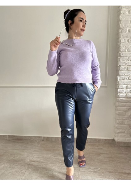 Purbe Taşlı Yumoş Lila Kazak