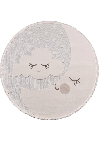 Ay ve Bulut Desenli Yuvarlak Çocuk Halısı – Dayanıklı, Kaymaz Pamuk Dokuma Tabanlı Halı (Oyun & Çocuk Odası İçin Uygun) fiyatları