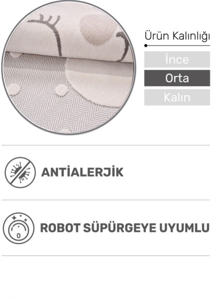 Ay ve Bulut Desenli Yuvarlak Çocuk Halısı – Dayanıklı, Kaymaz Pamuk Dokuma Tabanlı Halı (Oyun & Çocuk Odası İçin Uygun) modelleri