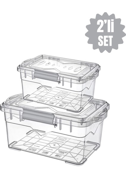 Kilitli Saklama Kabı 2 Boy Set Larder Saklama Kabı Set 750ML+1500ML