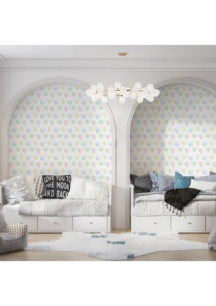 Renkli Balonlar Çocuk Odası Duvar Kumaşı -Isı ve Ses Yalıtımlı fırsatları