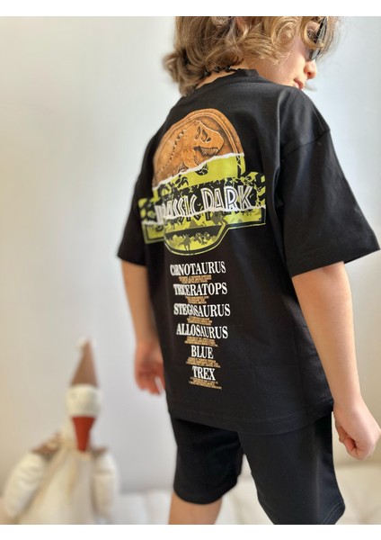 Yigit Butik Dinazor Baskılı Şortlu Erkek Çocuk Alt Üst Takım modelleri