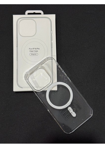 Apple iPhone 16 Pro Uyumlu Gerçek Magsafe Özellikli Sert Şeffaf Kılıf Animasyonlu