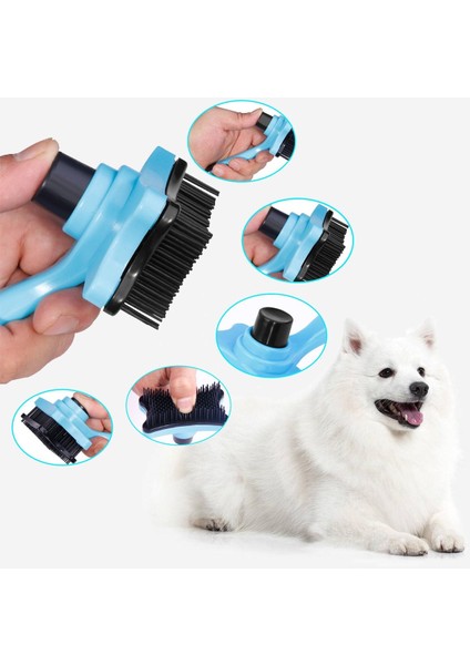 Kedi Köpek Evcil Hayvan Tüy Tarama ve Kaşıma Fırçası Tuşlu Mavi
