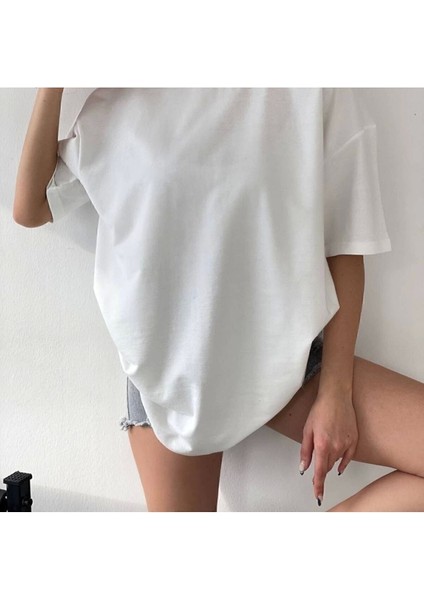 Drappe Bisiklet Yaka Basic T-Shirt - Beyaz fırsatları