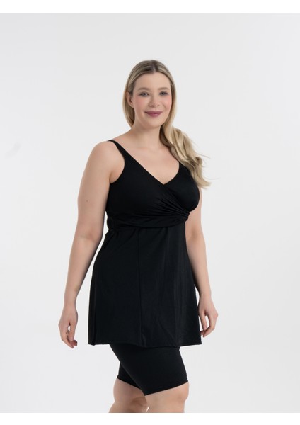 Kadın Siyah Büyük Beden Kruvaze Taytlı Toparlayıcı Elbise Mayo fiyatları