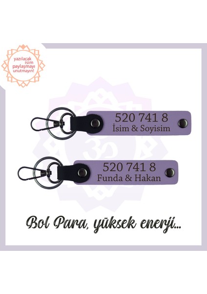 Mor Menekşe, Kişiselleştirilebilir, Manevi Huzur Sayıları, Hediyelik 520 741 8 Kod Enerji 2'li Anahtarlık
