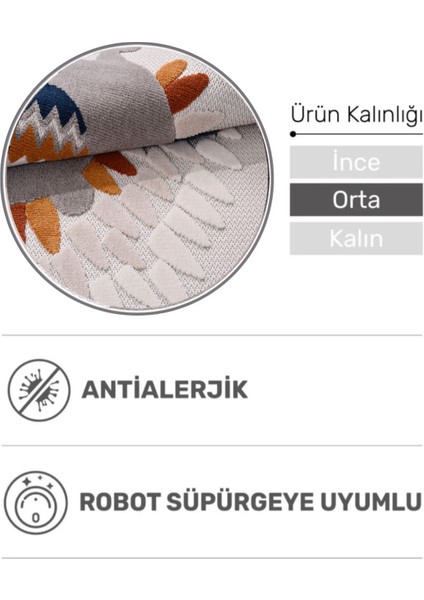 Uykucu Kirpi Desenli Yuvarlak Çocuk Halısı – Kaymaz Pamuk Dokuma Tabanlı, Kolay Temizlenebilir Halı (Oyun ve Çocuk Odası İçin)